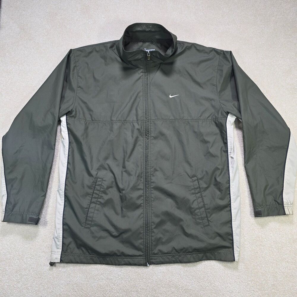 Vintage Nike 72 Jacket Green White Mens XL Full Zip Windbreaker Drawstrings Y2K